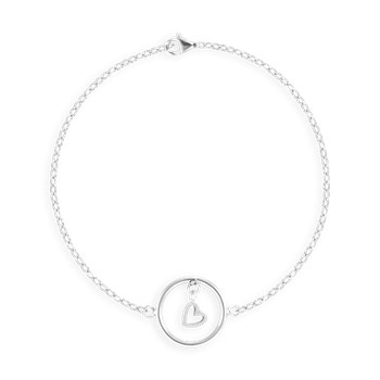 Silver-plated steel heart bracelet