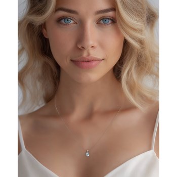 Collier Pendentif en Or Jaune avec Aigue-Marine et Chaîne Or - 0.49gr | Aden Boutique