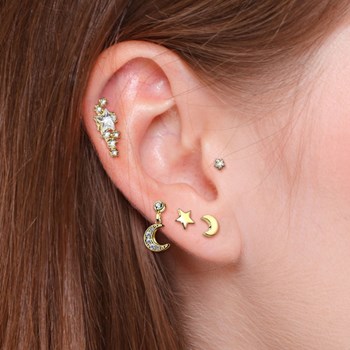 Composition piercings constellation pour cartilage et tragus Pvd Gold