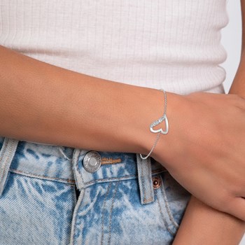 SC Kristallen hart armband versierd met Zirkonia