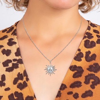 SC Kristallen zonneketting bezet met een echte witte diamant