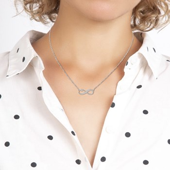 SC Kristallen oneindigheidsketting bezet met een echte witte diamant