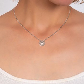 SC Kristallen halsketting bezet met een echte witte diamant