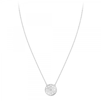 SC Kristallen halsketting bezet met een echte witte diamant