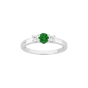 Bague en Argent avec oxyde de zirconium vert emeraude