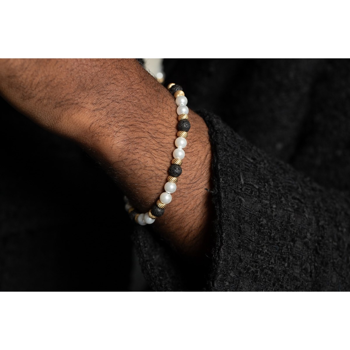 Bracelet Kévin en Acier avec perle - vue 2