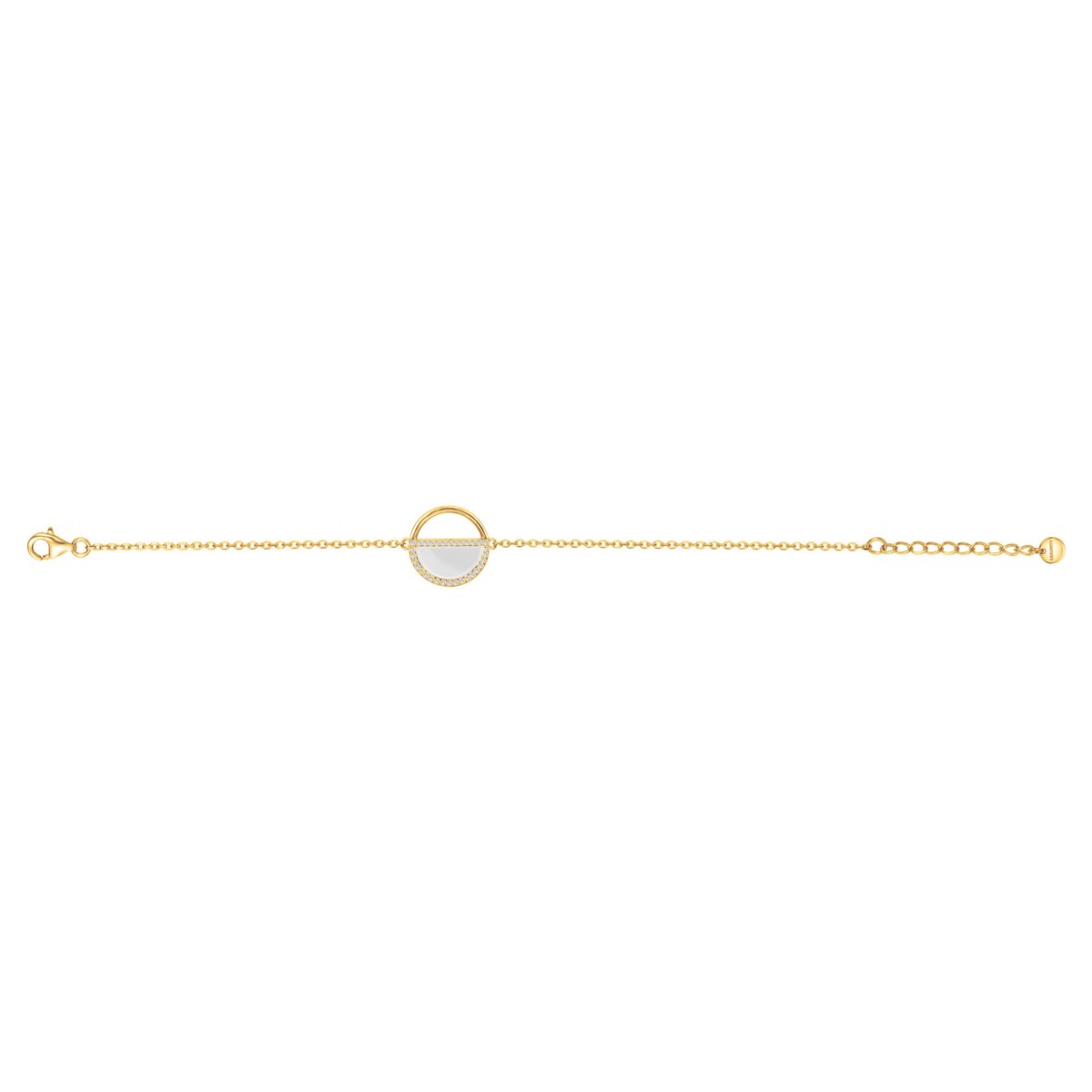 Bracelet souple mono-motif Mia en Plaqué Or avec oxyde de zirconium blanc