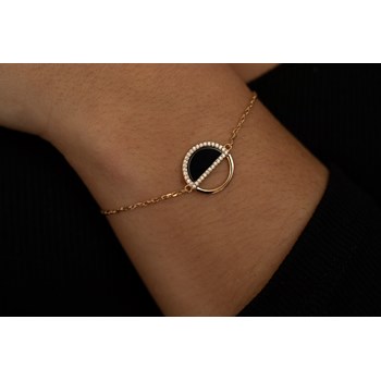 Bracelet souple mono-motif Mia en Plaqué Or avec oxyde de zirconium blanc