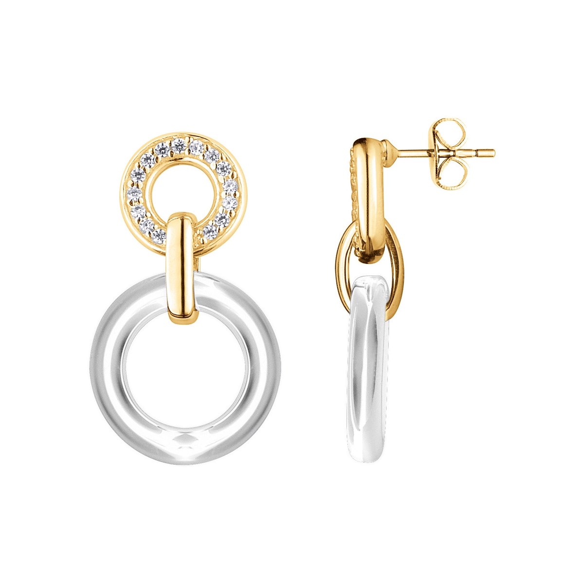 Boucles d'oreilles pendantes Emily en Plaqué Or avec oxyde de zirconium blanc