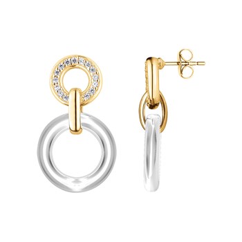 Boucles d'oreilles pendantes Emily en Plaqué Or avec oxyde de zirconium blanc