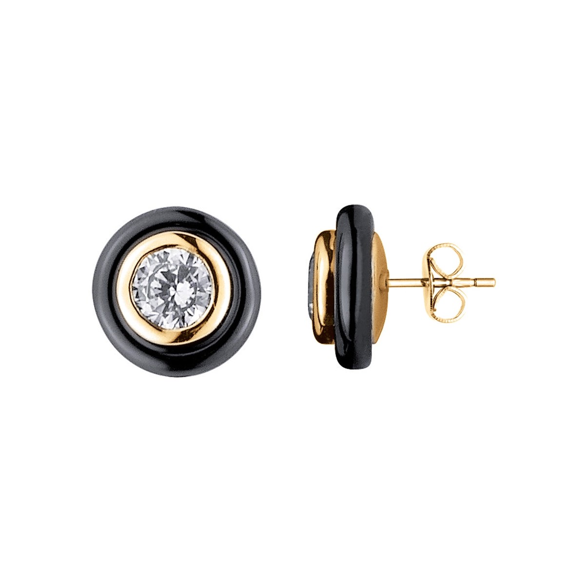 Boucles d'oreilles clous Sophia en Plaqué Or avec oxyde de zirconium blanc
