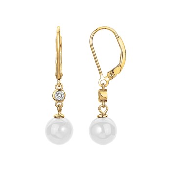 Boucles d'oreilles dormeuses Abigail en Plaqué Or avec oxyde de zirconium blanc