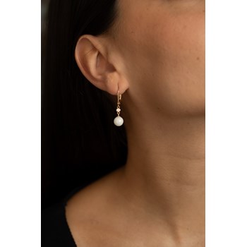 Boucles d'oreilles dormeuses Abigail en Plaqué Or avec oxyde de zirconium blanc
