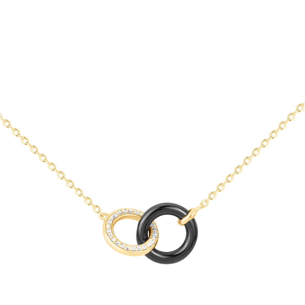 Collier mono-motif Brooklyn en Plaqué Or avec oxyde de zirconium blanc