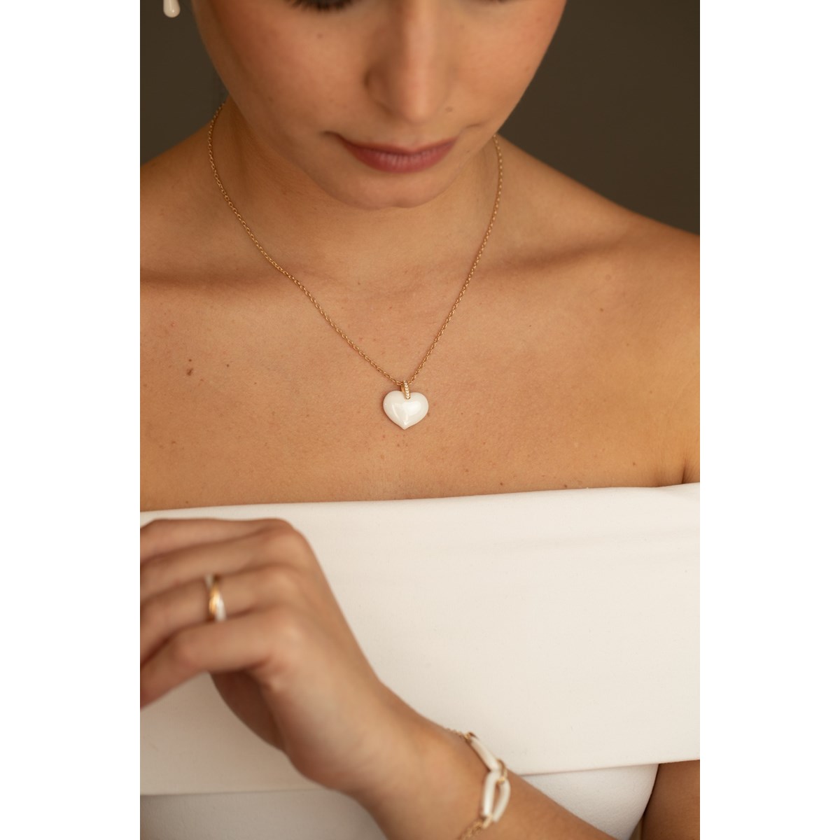 Collier Emelyne en Plaqué Or avec oxyde de zirconium blanc - vue 2