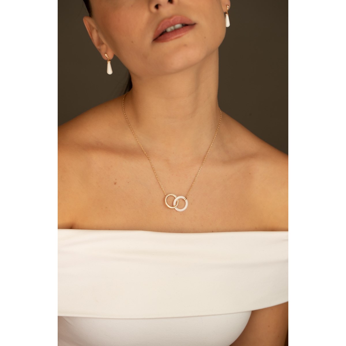 Collier Ava en Plaqué Or avec oxyde de zirconium blanc - vue 2