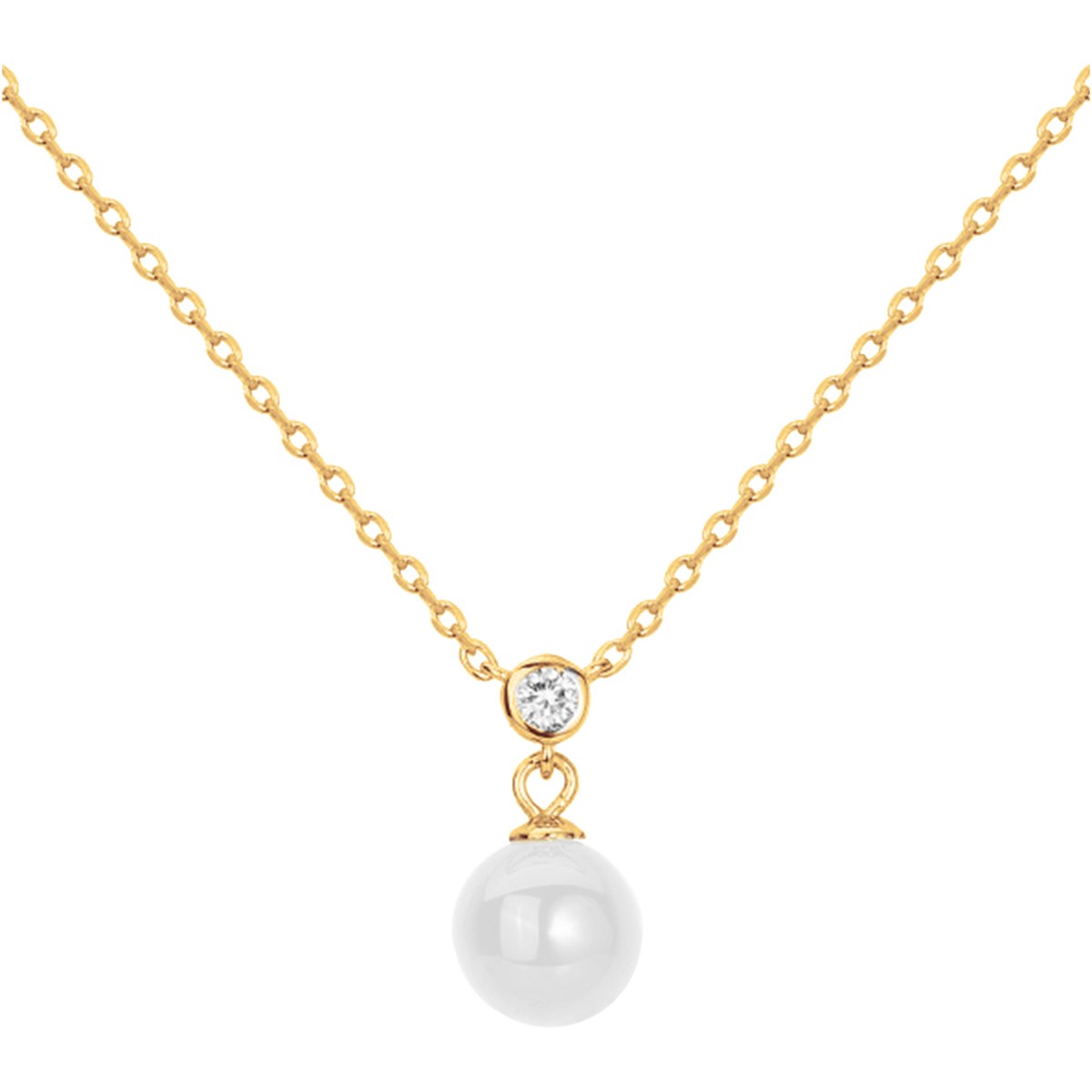 Collier mono-motif Abigail en Plaqué Or avec oxyde de zirconium blanc