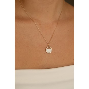 Collier mono-motif Evelyn en Plaqué Or avec oxyde de zirconium blanc