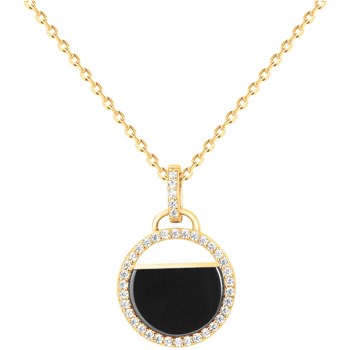 Collier mono-motif Evelyn en Plaqué Or avec oxyde de zirconium blanc