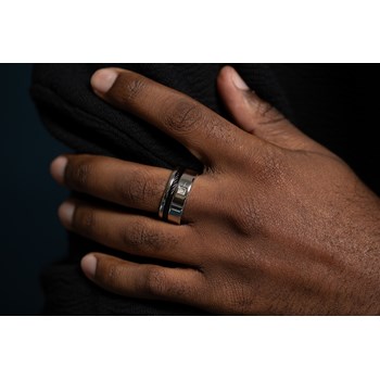 Bague Loïc en Acier 316L avec diamant blanc