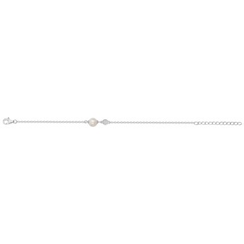 Bracelet souple mono-motif en Argent avec perle d'eau douce blanc