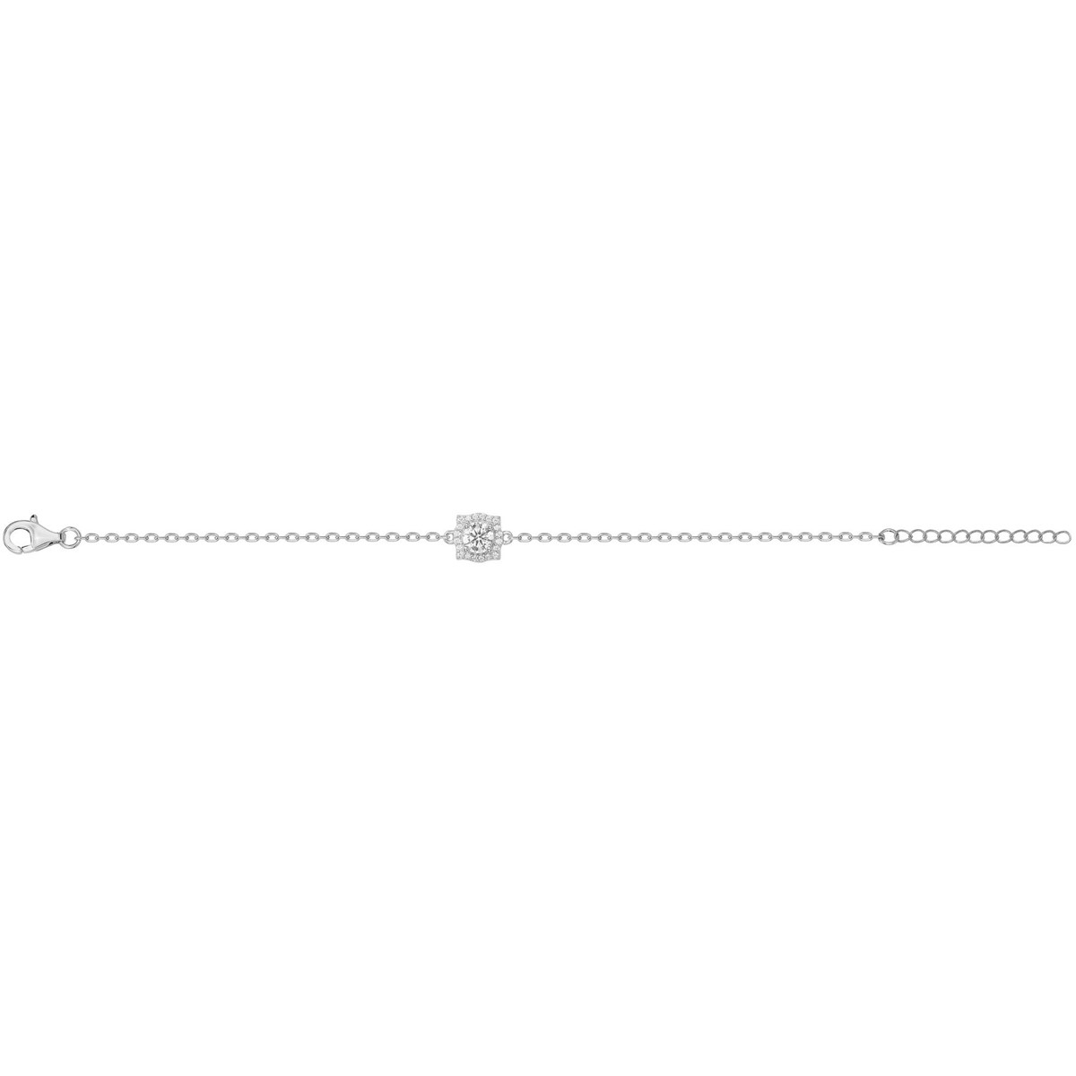 Bracelet souple mono-motif en Argent avec oxyde de zirconium blanc