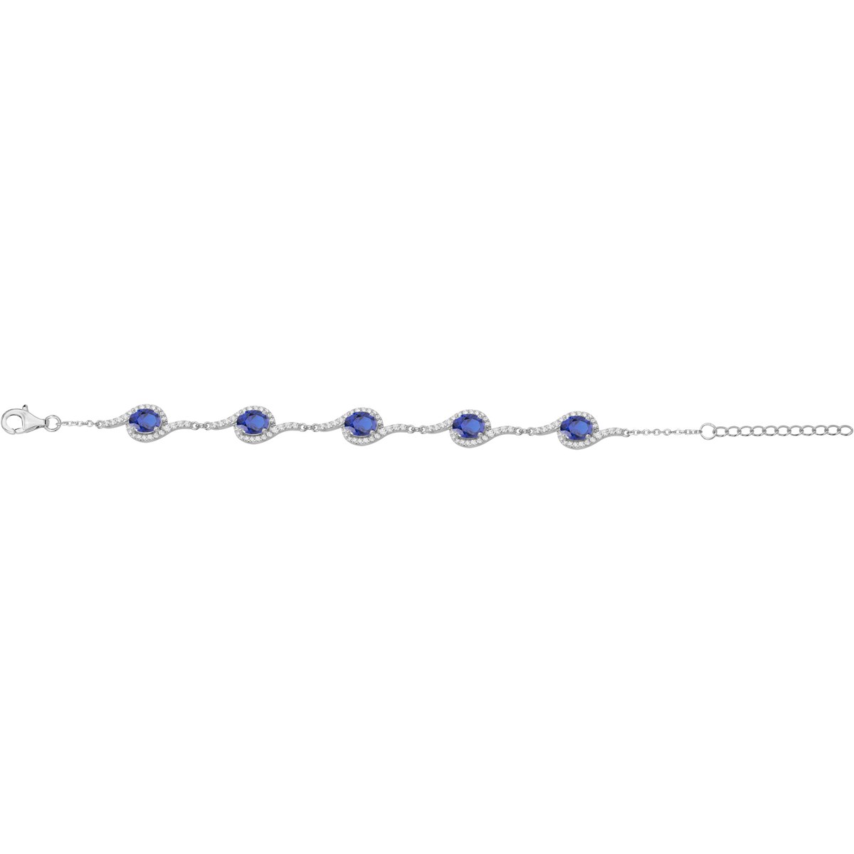 Bracelet en Argent avec oxyde de zirconium bleu saphir