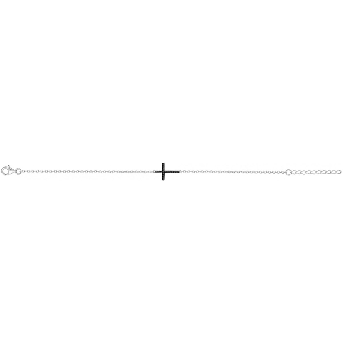 Bracelet souple mono-motif en Argent avec oxyde de zirconium noir