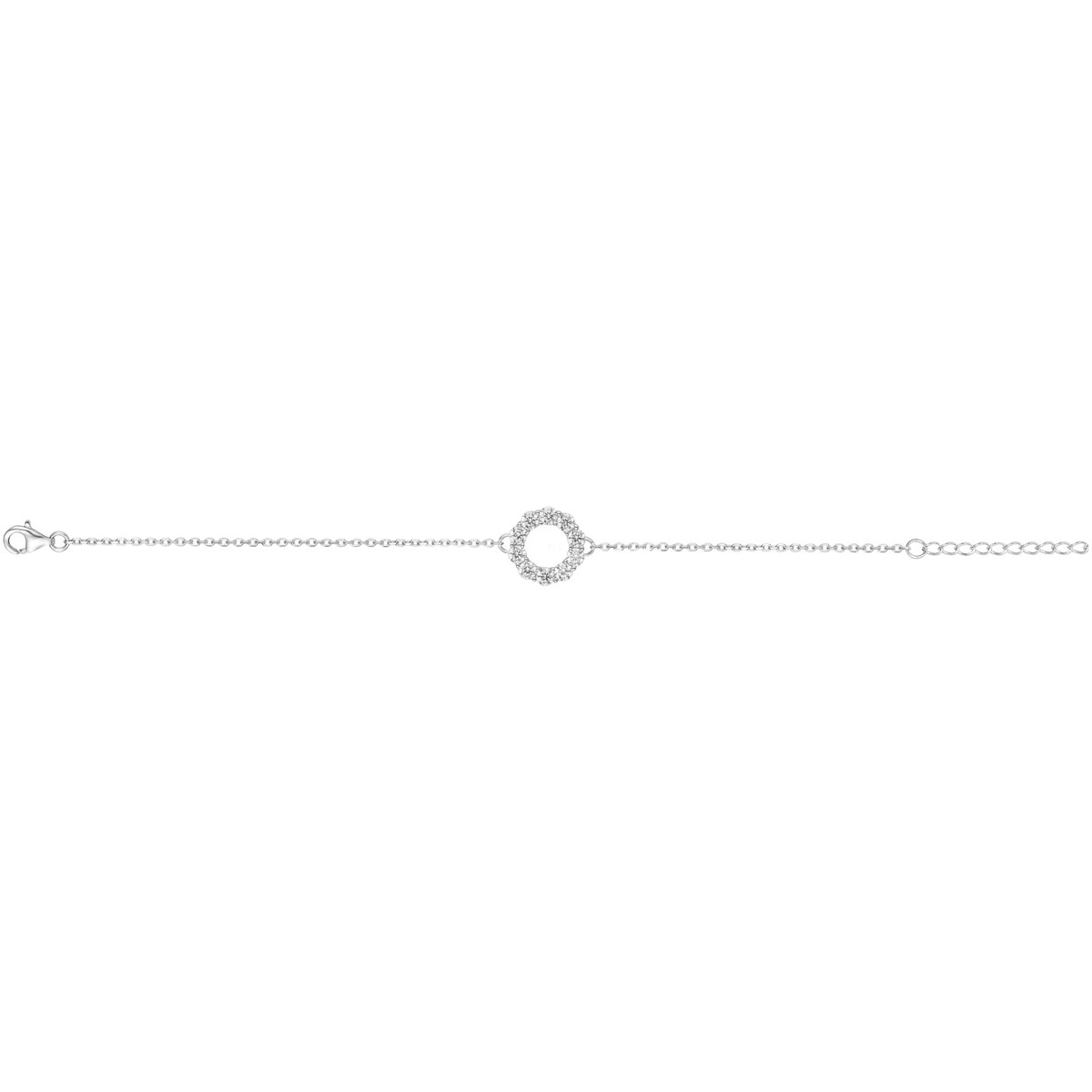 Bracelet souple mono-motif en Argent avec oxyde de zirconium blanc