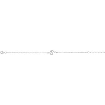 Bracelet souple mono-motif en Argent avec oxyde de zirconium blanc