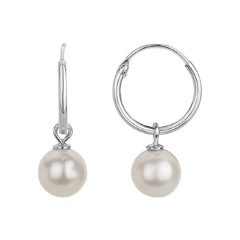 Créoles en Argent avec perle d'eau douce blanc