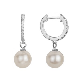 Créoles en Argent avec perle d'eau douce blanc