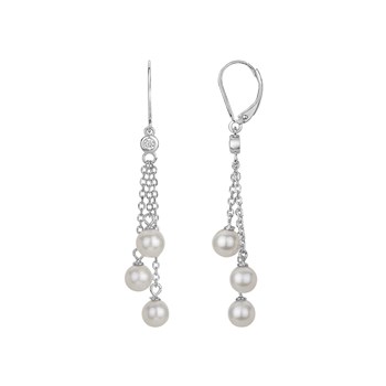 Boucles d'oreilles dormeuses en Argent avec perle d'eau douce blanc