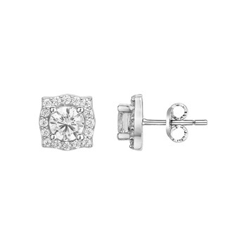Boucles d'oreilles clous en Argent avec oxyde de zirconium blanc