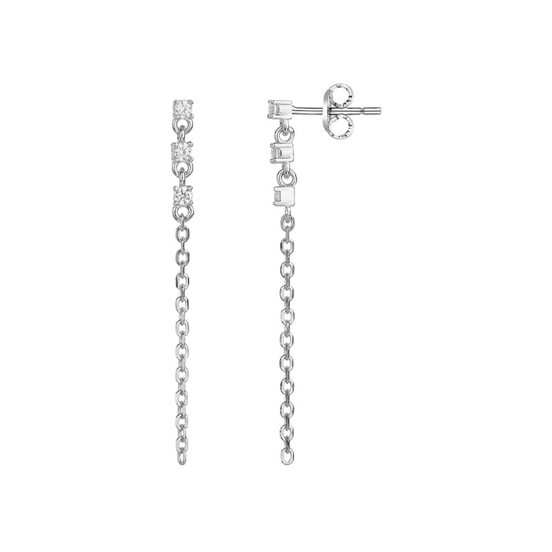 Boucles d'oreilles pendantes en Argent avec oxyde de zirconium blanc