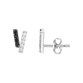 Boucles d'oreilles en Argent avec oxyde de zirconium noir