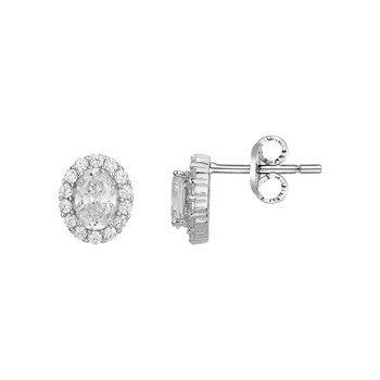 Boucles d'oreilles en Argent avec oxyde de zirconium blanc