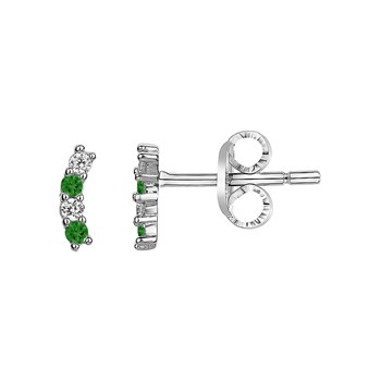 Boucles d'oreilles en Argent avec oxyde de zirconium vert emeraude