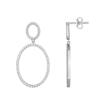Boucles d'oreilles pendantes en Argent avec oxyde de zirconium blanc