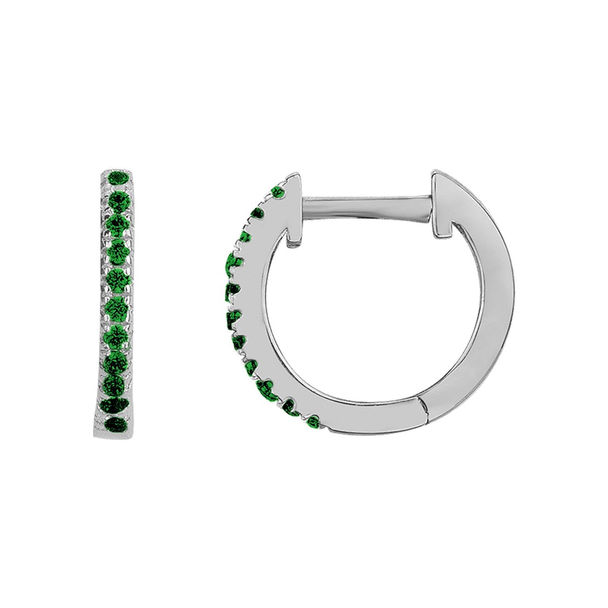 Créoles en Argent avec oxyde de zirconium vert emeraude