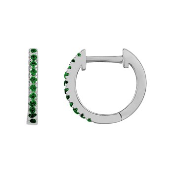 Créoles en Argent avec oxyde de zirconium vert emeraude