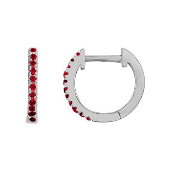 Créoles en Argent avec oxyde de zirconium rouge rubis