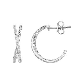 Demi-créoles en Argent avec oxyde de zirconium blanc