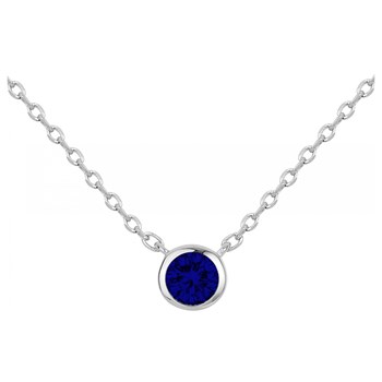 Collier mono-motif en Argent avec oxyde de zirconium bleu saphir