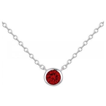 Collier mono-motif en Argent avec oxyde de zirconium rouge rubis