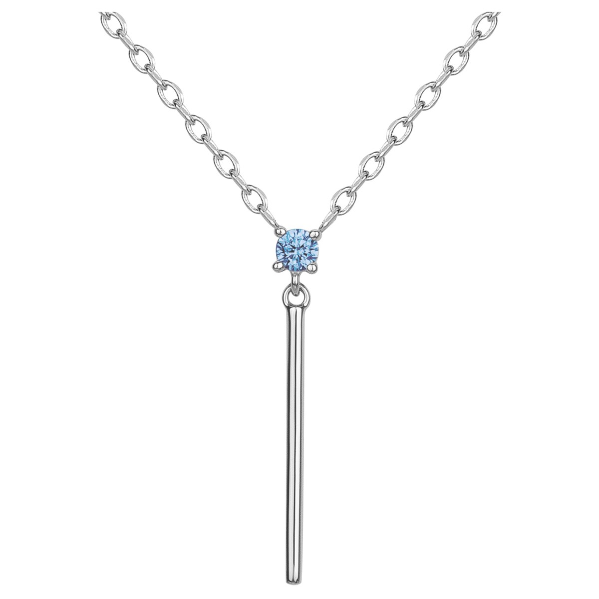 Collier Y en Argent avec oxyde de zirconium bleu topaze