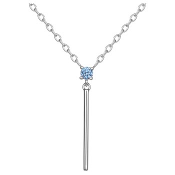 Collier Y en Argent avec oxyde de zirconium bleu topaze