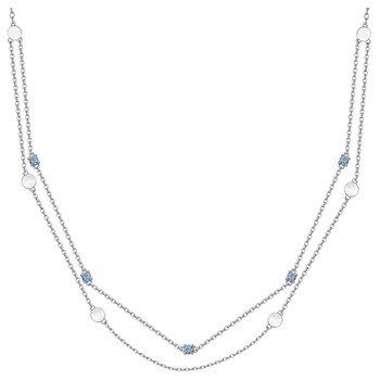 Collier double chaînes en Argent avec oxyde de zirconium bleu topaze