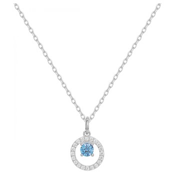 Collier mono-motif en Argent avec oxyde de zirconium bleu topaze