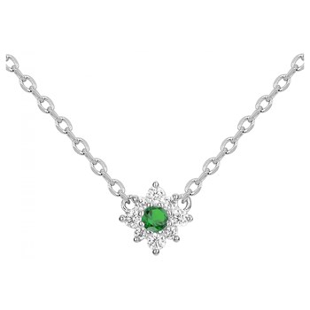 Collier mono-motif en Argent avec oxyde de zirconium vert emeraude